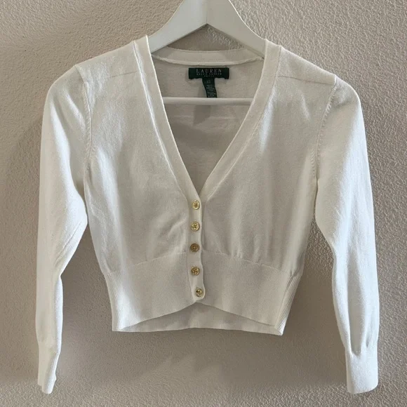 Ralph Lauren Cream Button-Up Crop Top - Picture 4 of 7